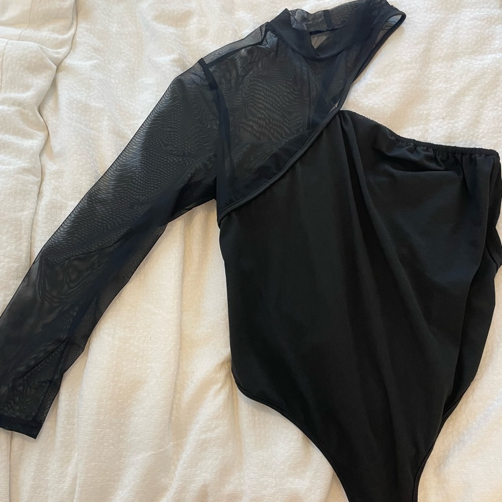 Mesh one shoulder bodysuit